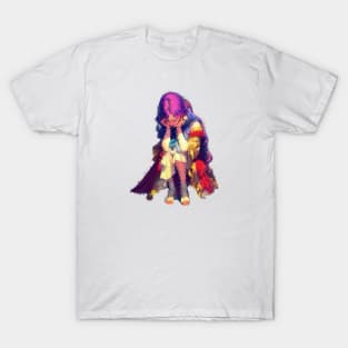 Multicolor of sad girl T-Shirt